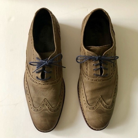 Cole Haan Men\'s Nike Air Colton Olive Taupe Distressed Leather Wingtip Oxfords main image 4